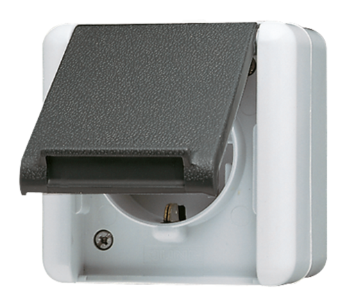 Розетка JUNG AS 500, скрытый монтаж, с заземлением, белый