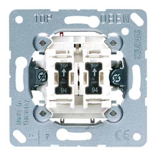 Механизм выключателя 2-клавишного JUNG Коллекции JUNG, с подсветкой, скрытый монтаж